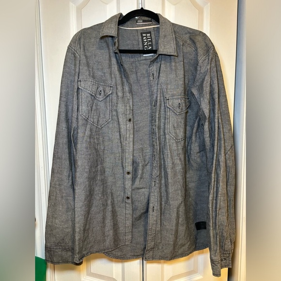Billabong - Men's Gray Denim Button-Up LongSleeve Shirt Jacket Casual Surf Style - Picture 1 of 7